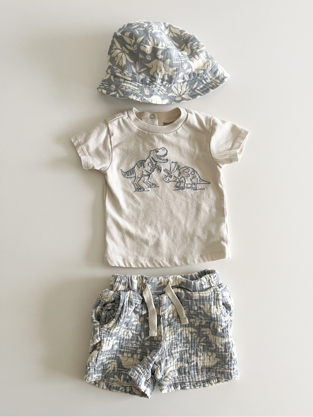 Little & Stitch Baby Dinosaur Matching Set 3M Blue & White